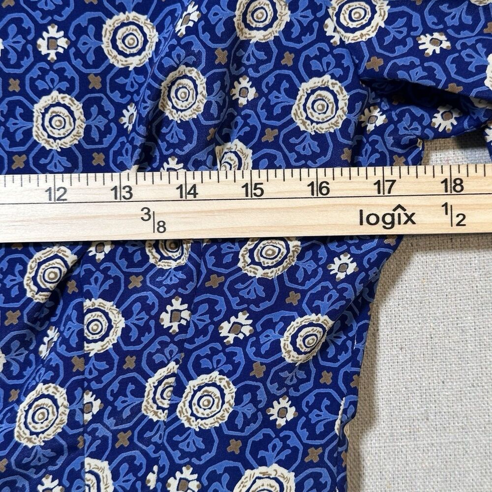 Leslie Fay 2 Piece Skirt Suit Size 8 Retro Pleated Midi Blue Aztec Vintage 80s - Picture 8 of 13